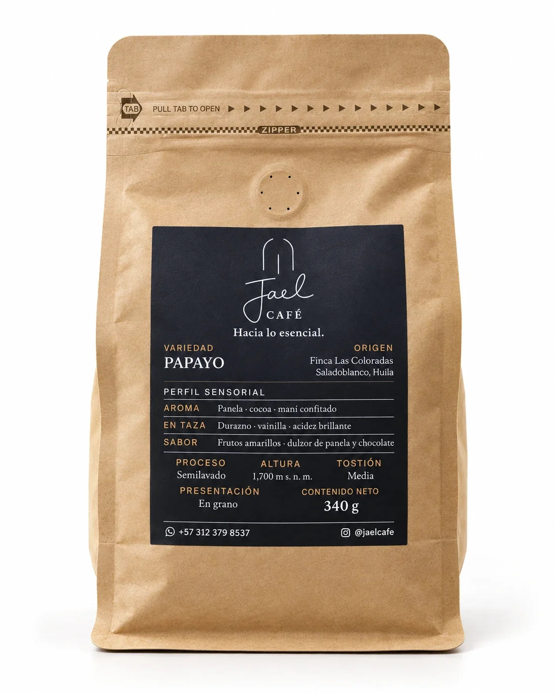 Bolsa de café Papayo JAEL, 340 g en grano