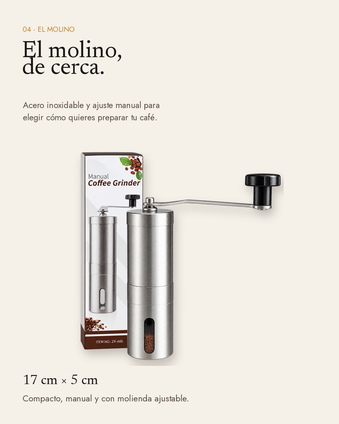 Molino manual real de acero para café