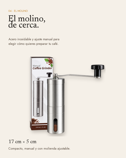 Molino manual real de acero para café