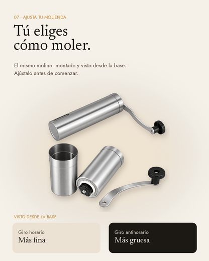 Ajuste fino o grueso del molino manual