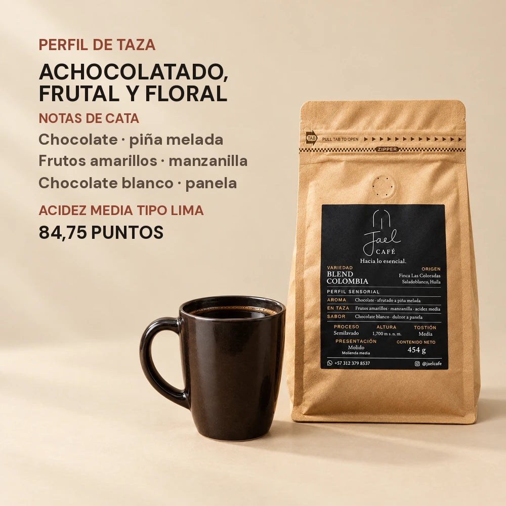 Notas de cata del Blend Colombia: perfil achocolatado, frutal y floral