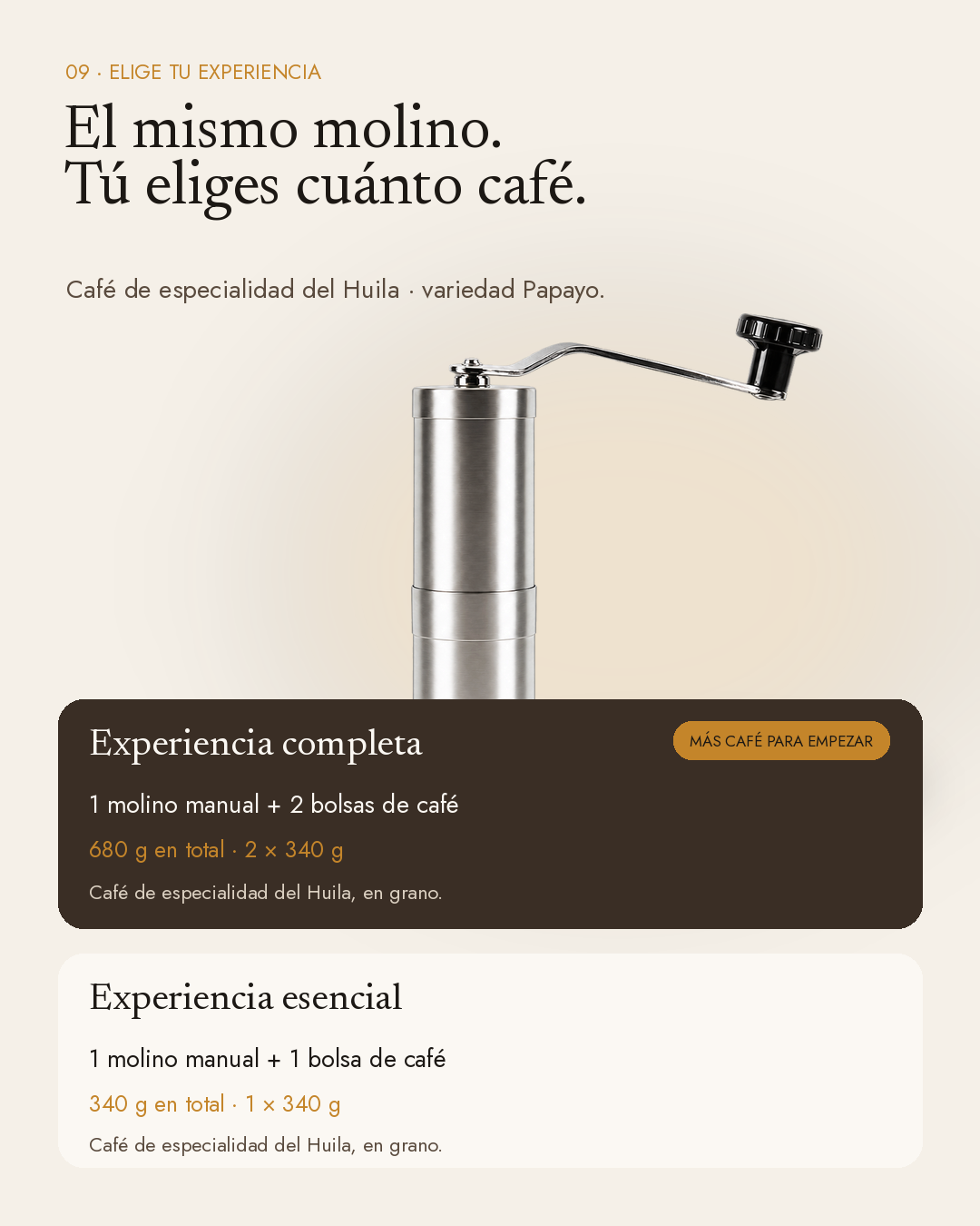 Muélelo Tú: elige experiencia completa o esencial