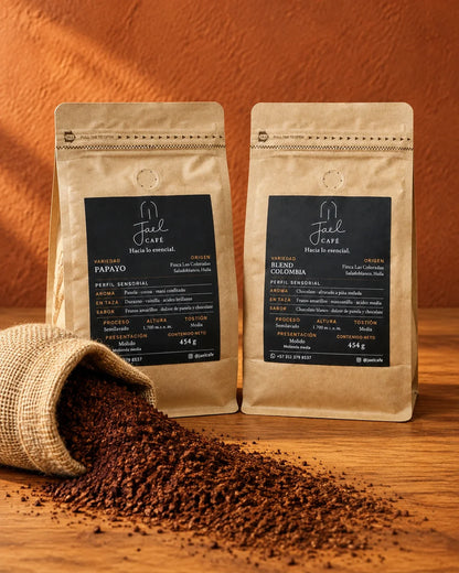 Kit Esencial Molido JAEL con dos bolsas de 454 g; combinación ilustrativa