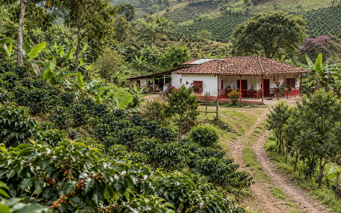 Paisaje cafetero de origen en Huila